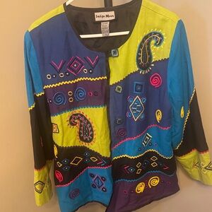 Indigo Moon Colorful Embroidered Blazer